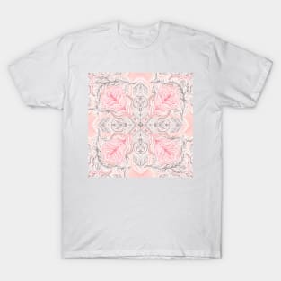 Peaches and Cream Doodle Tile Pattern T-Shirt